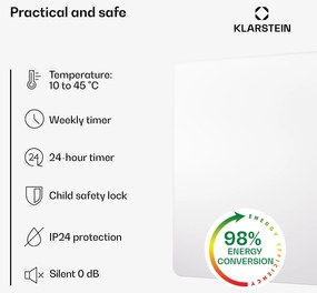 Klarstein Wonderbeam 450 Hybride Infračervený ohrievač 60 x 60 cm 450 W Týždenný časovač Diaľkové ovládanie