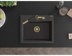 Mexen Oscar, 1-komorový granitový drez 580x490x205 mm, čierna škvrnitá, 6519581000-76-G
