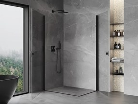 Mexen Mist-B Duo, 2-krídlový výklopný sprchový kút 90 x 80 cm, číre sklo, čierny profil, 8A2-090-080-70-00