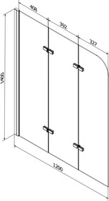 Mexen Vega obdĺžniková vaňa 150 x 70 cm s krytom a trojdielnou zástenou 120 cm, transparentná, chróm