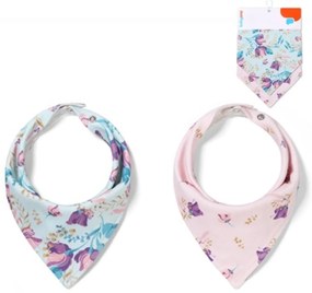 Detský podbradník/šatka 2D sada BabyOno Floral, lila/mätová