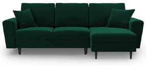 Zelená zamatová rozkladacia/s úložným priestorom rohová pohovka Kyoto – Cosmopolitan Design