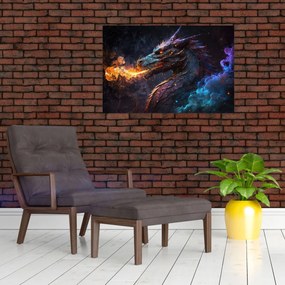 Obraz - Drak pľuvajúce plamene (90x60 cm)