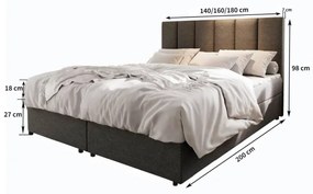 Čalúnená posteľ boxspring MERALIS 140x200 cm hnedá Matrac: Matrace Bonell pružinová