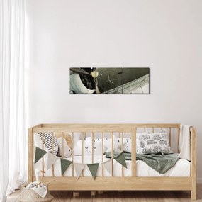 Obraz - Staré vrtuľové lietadlo (s hodinami) (90x30 cm)