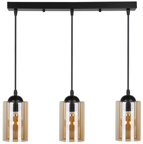 Candellux Čierno-hnedý závesný luster Bistro pre žiarovku 3x E27 33-00545