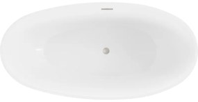 Mexen Bilbao, voľne stojaca vaňa 180 x 90 cm, biela-čierna, brúsená oceľ prepad, 51311809075-97