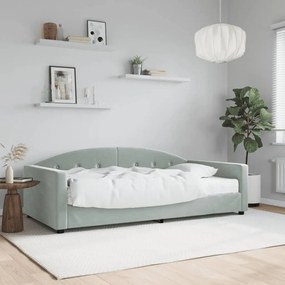 Denná posteľ s matracom bledosivá 100x200 cm zamat 3197284
