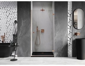 Mexen Lunar-B, Otočné pravé sprchové dvere 60 cm, 8mm číre sklo, medený matný profil, 832-060-000-65-00-P