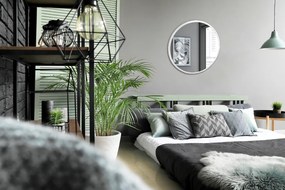 Okrúhle zrkadlo do obývačky v bielom ráme fi 40 cm