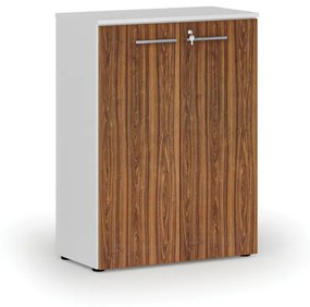 Kancelárska skriňa s dverami PRIMO WHITE, 1087 x 800 x 420 mm, biela/orech