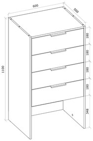 Zásuvková komoda Signes K4SB 600 - biela