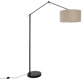 Stojaca lampa čierna so svetlohnedým tienidlom 50 cm nastaviteľná - Editor