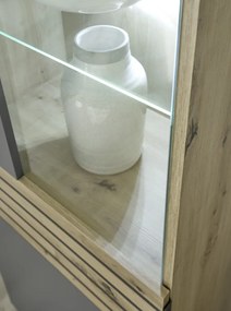 Obývacia stena Milan, dub artisan/sivá, s osvetlením