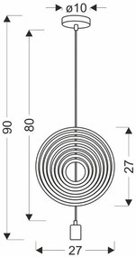 Candellux Bielo-dúhový závesný luster Hoops pre žiarovku E27 31-12043