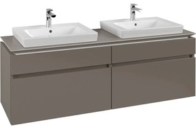 VILLEROY &amp; BOCH Legato závesná skrinka pod dve umývadlá, 4 zásuvky, 1600 x 500 x 550 mm, Truffle Grey, B69300VG