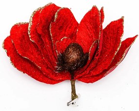 DECOLED Umelý kvet so svorkou, červený, 20 cm