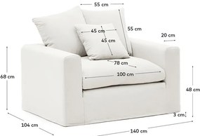 Biele ľanové kreslo Nora – Kave Home