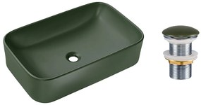 Súprava keramického umývadla na dosku a výpuste Kama 60 cm zelená