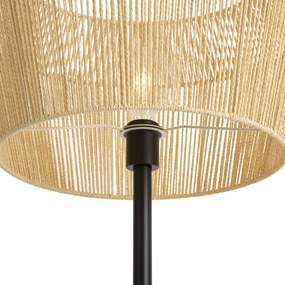Stojaca lampa čierna s béžovým tienidlom z papierového lana 50/50/30 - Simplo