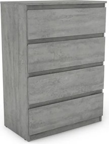 Komoda so 4 zásuvkami Carlos, šedý beton, 75 cm