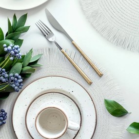 Okrúhla podložka v boho štýle so strapcami - prestieranie 38 cm béžová