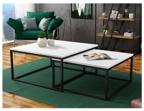 SADA 2x Konferenčný stolík DUAL biela/čierna