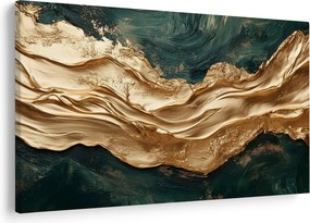 Obraz - Zelená abstrakcia so zlatom II. (90x60 cm)