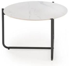 Konferenční stolek Acuna 60 cm bílý mramor/černý