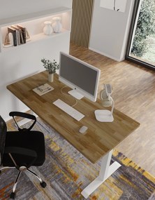 Elektrický PC stolík Natura 160 (dub + biela). Akcia -20%. Vlastná spoľahlivá doprava až k Vám domov. 1124884