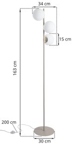 Stojacia lampa Florence, 3x biele sklenené tienidlo, g/be