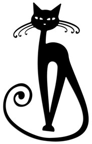 Nástěnná kovová dekorace Cat 6 černá