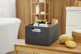 Plastový košík COUNTRY, rovný, antracit (28l - 43x33x22)