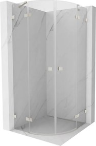 Mexen Lunar, polkruhový výklopný sprchový kút 80 x 80 cm, 8mm číre sklo, oceľový profil, 833-080L-080P-97-00