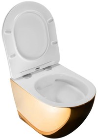 Závesná WC misa Rea Carlo Flat Mini zlatá/biela lesk