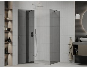 Mexen Roma, sprchovací kút 90 (dvere) x 110 (stena) cm, 6mm šedé sklo, chrómový profil, 854-090-110-01-40