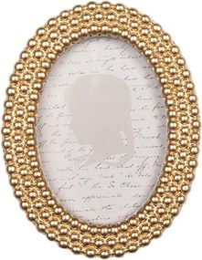 Zlatý oválny fotorámik s perličkami - 8*2*11 cm / 6*9 cm
