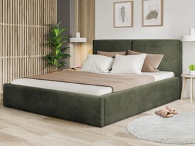 Posteľ Inez 180x200 cm, olivovo zelená štruktúrovaná látka