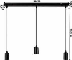 BERGE LED závesné svietidlo 3xE27 LOFT