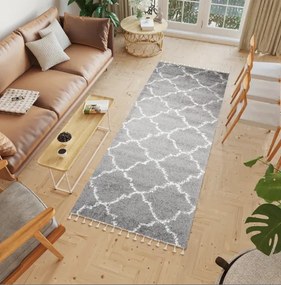 Huňatý šedý vzorovaný behúň Šírka: 100 cm | Dĺžka: 200 cm