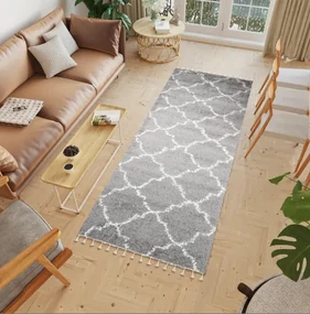 Huňatý šedý vzorovaný behúň Šírka: 100 cm | Dĺžka: 200 cm