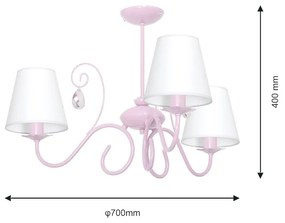 Detský luster Sara, 3x biele textilné tienidlo, p