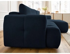 Tmavomodrá rozkladacia/s úložným priestorom rohová pohovka (pravý roh/s leňoškou) Fuji – Bobochic Paris