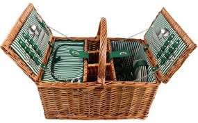 Arôme Piknikový kôš pre 4 osoby Zelené pruhy , 48x 33 x 25 cm