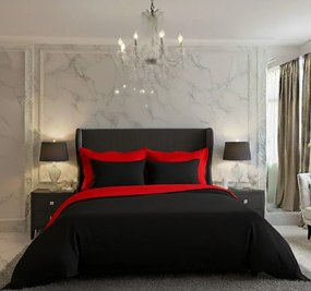 Kvalitex Saténové obliečky Luxury Collection červená / čierna, 140 x 200 cm, 70 x 90 cm