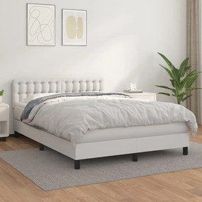 Boxspring posteľ s matracom biela 140x200 cm umelá koža 3141126