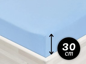 Jersey napínacie prestieradlo na vysoký matrac JR-014 Nebesky modré 180 x 220 - výška 30 cm