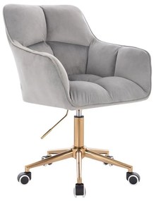 LuxuryForm DESIGN Kreslo AMALFI VELUR na zlatej podstave s kolieskami - svetlosivé