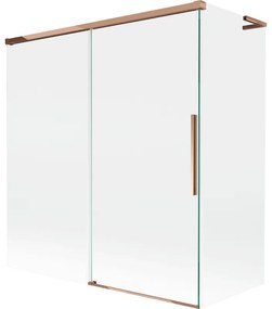 Mexen Rox, L 2-krídlová posuvná vaňová zástena 150 + 70 x 150 cm, 8mm číre sklo, ružové zlato profil, 8C9L-150-070-60-00