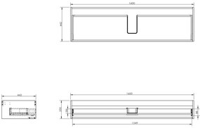 Mexen Rivel, kúpeľňová skrinka 160 cm, 1 zásuvka, drážkovaná, sivá matná, 91A20-16023-1-BF62